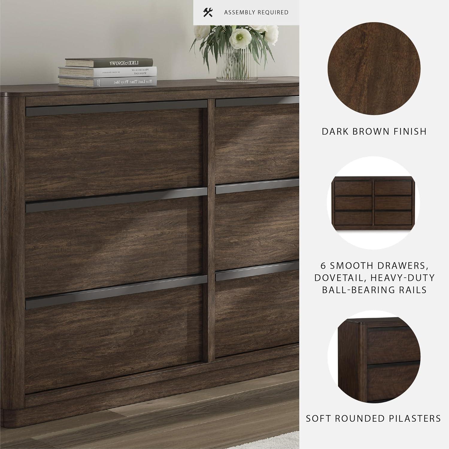imageSignature Design by Ashley Sharlance Transitional 9Drawer Dresser and Mirror with Safety Stop and FeltLined Top Drawer Light BrownDark Brown