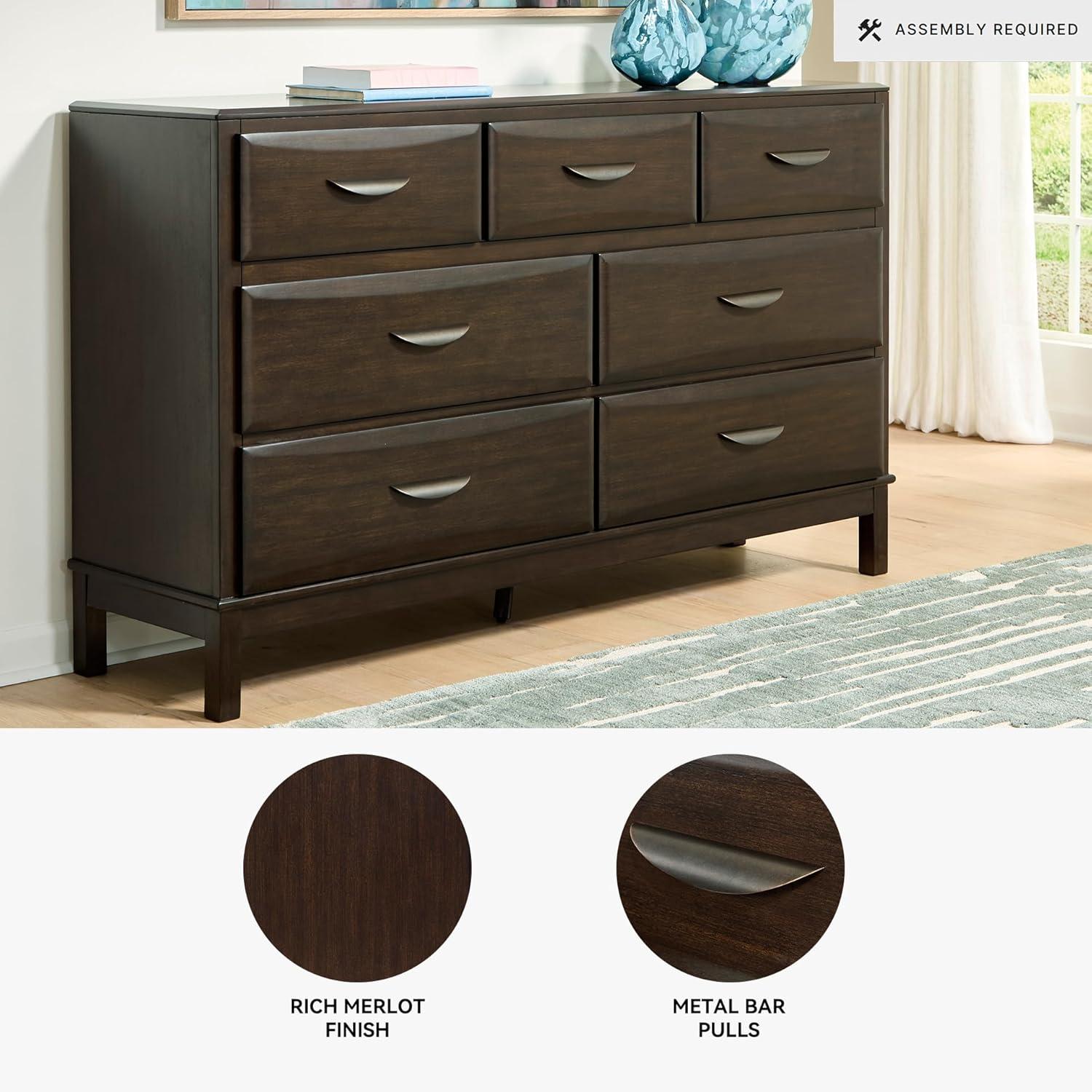 imageSignature Design by Ashley Sharlance Transitional 9Drawer Dresser and Mirror with Safety Stop and FeltLined Top Drawer Light BrownDark Brown
