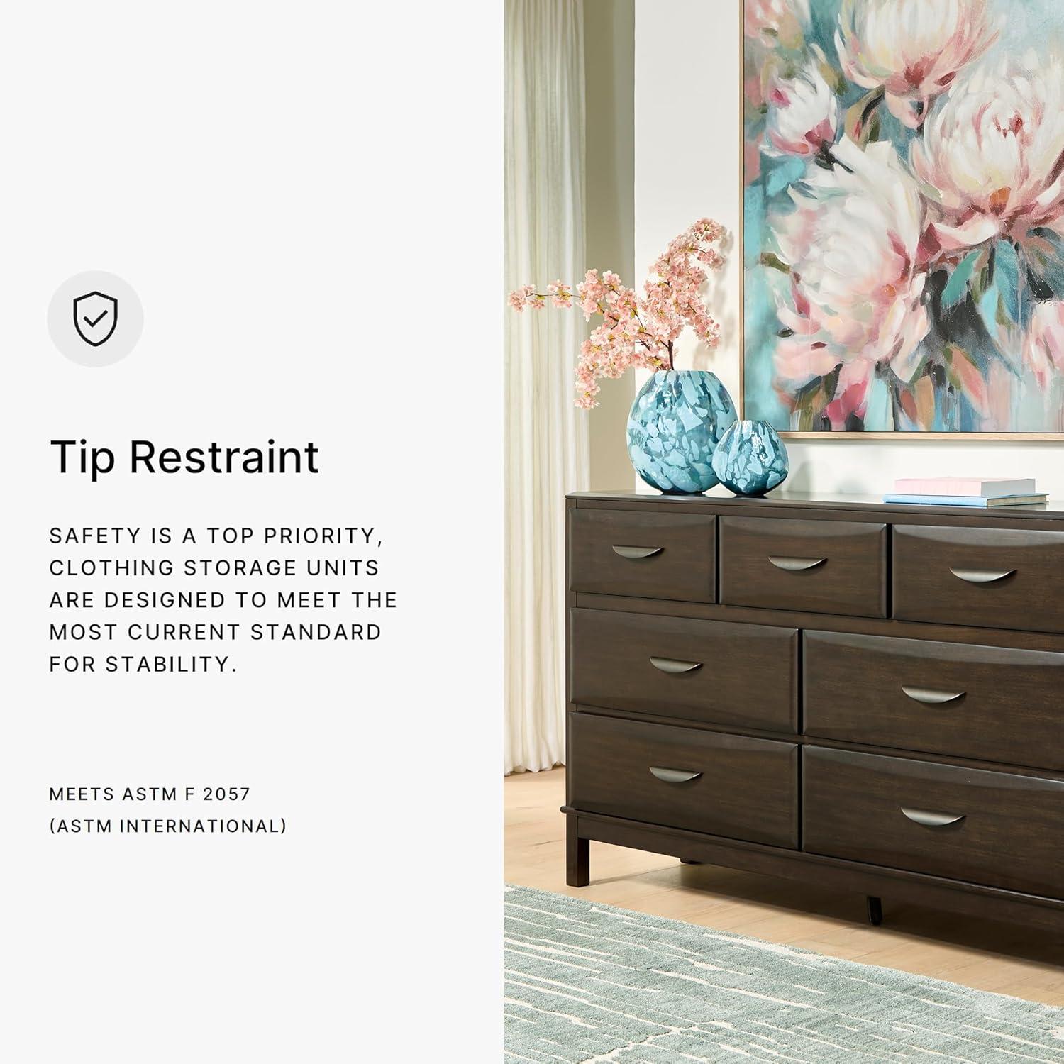 imageSignature Design by Ashley Sharlance Transitional 9Drawer Dresser and Mirror with Safety Stop and FeltLined Top Drawer Light BrownDark Brown