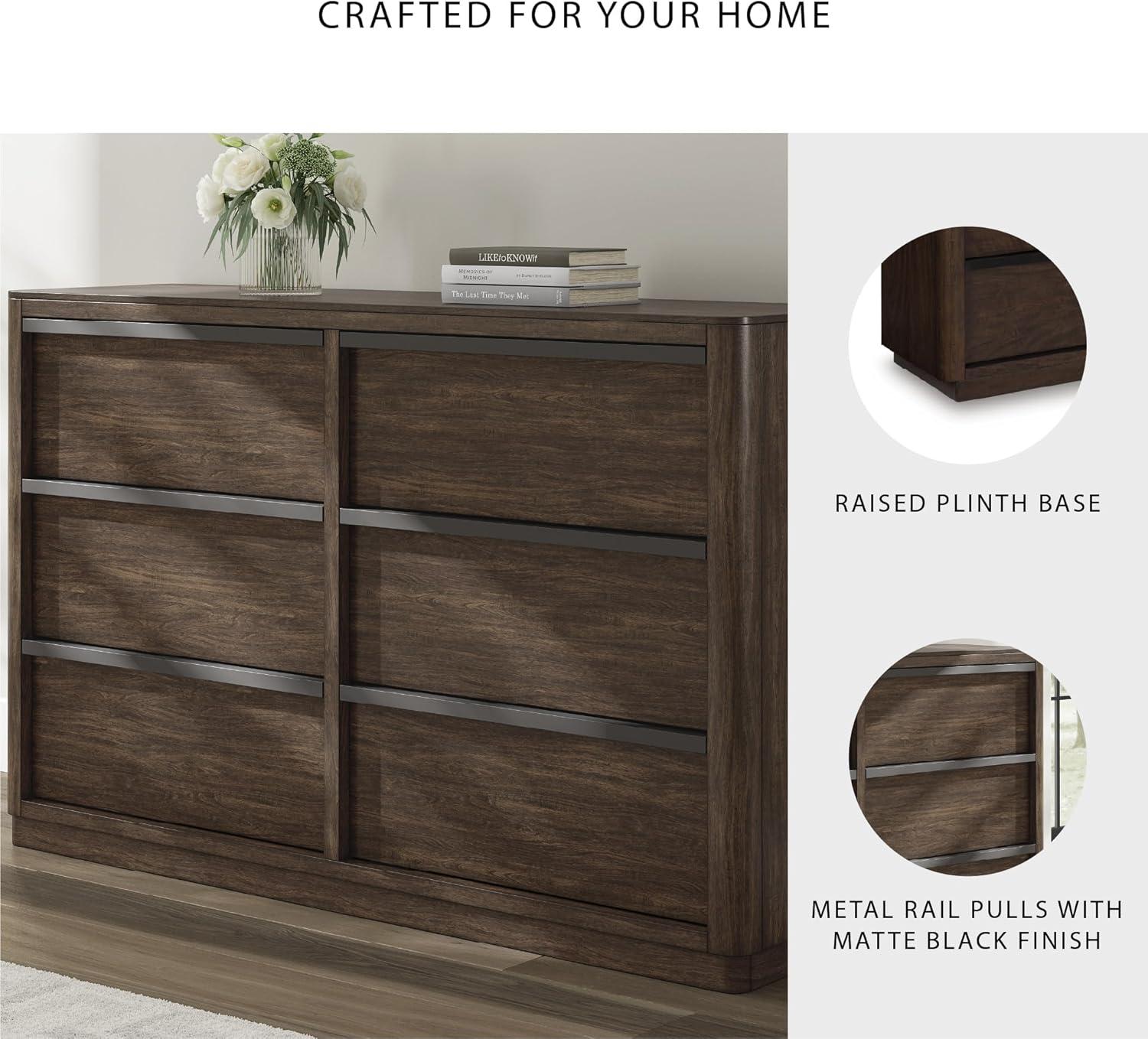 imageSignature Design by Ashley Sharlance Transitional 9Drawer Dresser and Mirror with Safety Stop and FeltLined Top Drawer Light BrownDark Brown