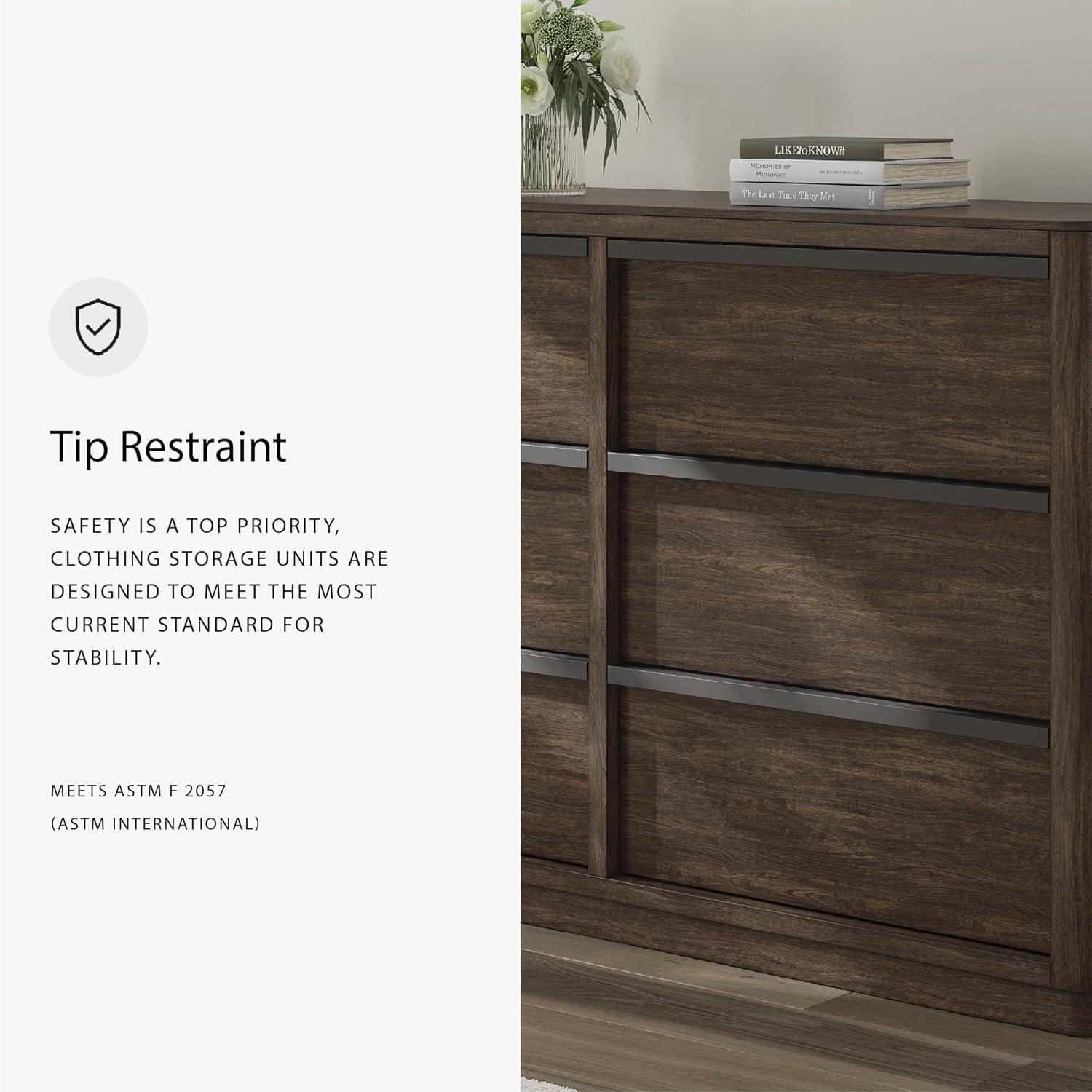 imageSignature Design by Ashley Sharlance Transitional 9Drawer Dresser and Mirror with Safety Stop and FeltLined Top Drawer Light BrownDark Brown