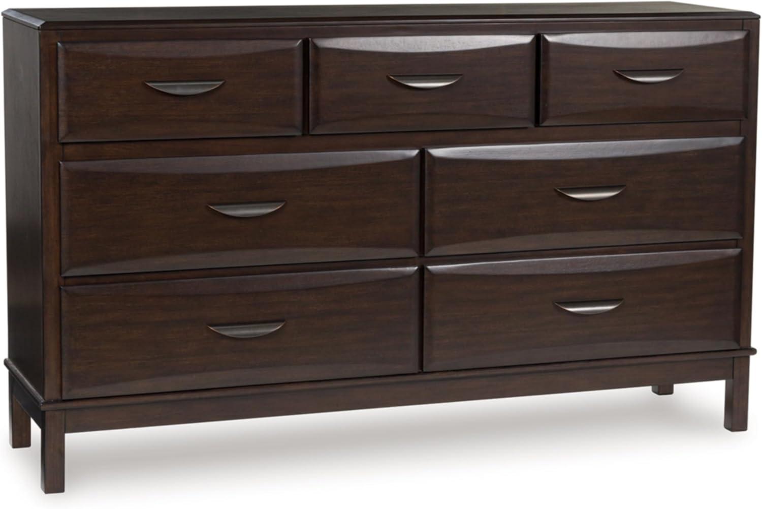 imageSignature Design by Ashley Sharlance Transitional 9Drawer Dresser and Mirror with Safety Stop and FeltLined Top Drawer Light BrownDark Brown