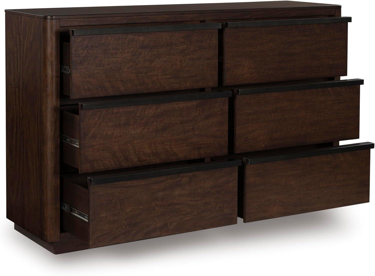 imageSignature Design by Ashley Sharlance Transitional 9Drawer Dresser and Mirror with Safety Stop and FeltLined Top Drawer Light BrownDark Brown