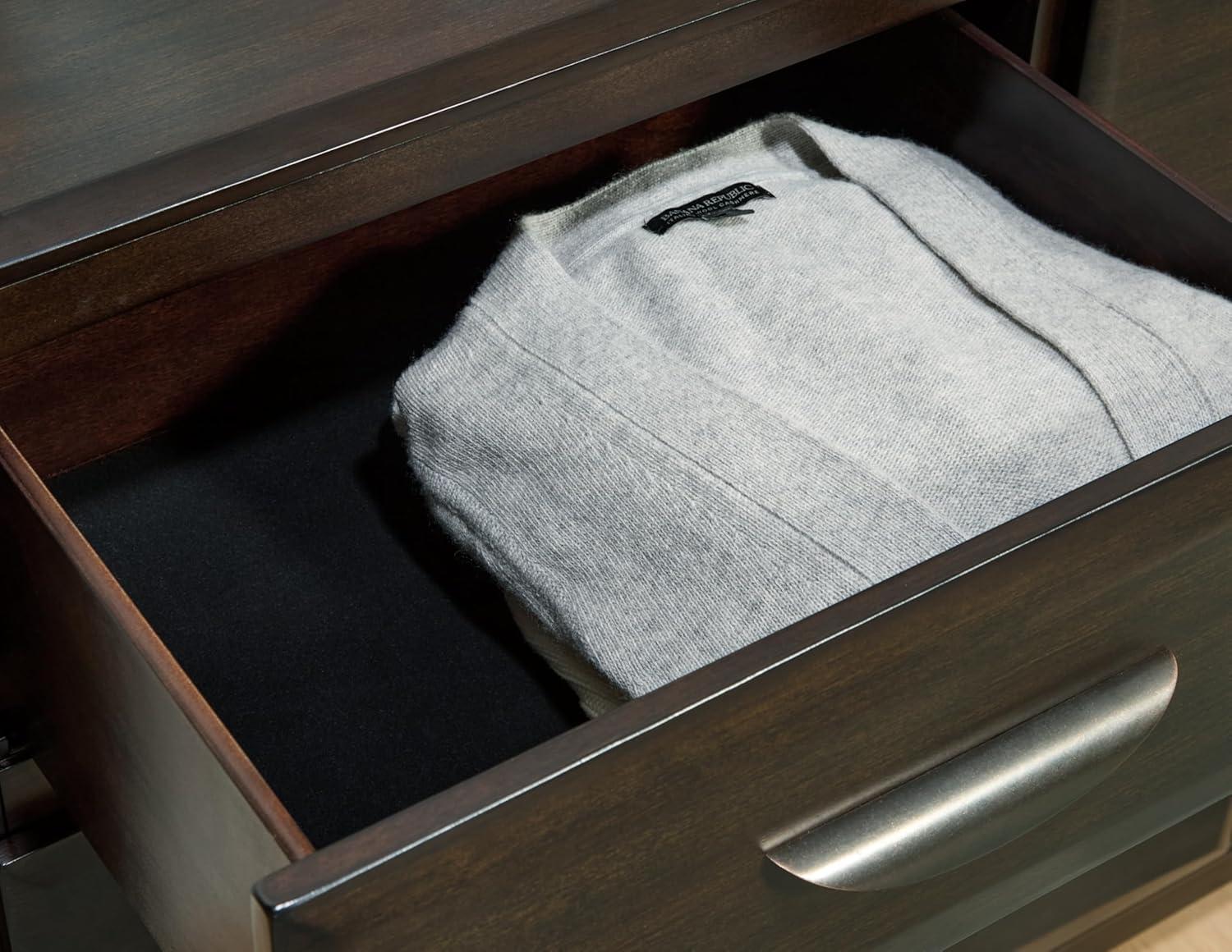 imageSignature Design by Ashley Sharlance Transitional 9Drawer Dresser and Mirror with Safety Stop and FeltLined Top Drawer Light BrownDark Brown