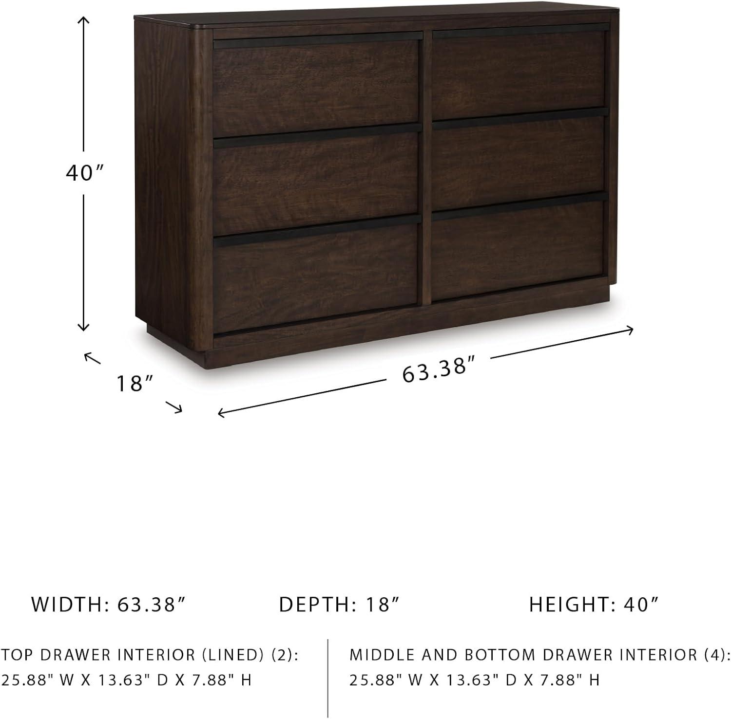 imageSignature Design by Ashley Sharlance Transitional 9Drawer Dresser and Mirror with Safety Stop and FeltLined Top Drawer Light BrownDark Brown