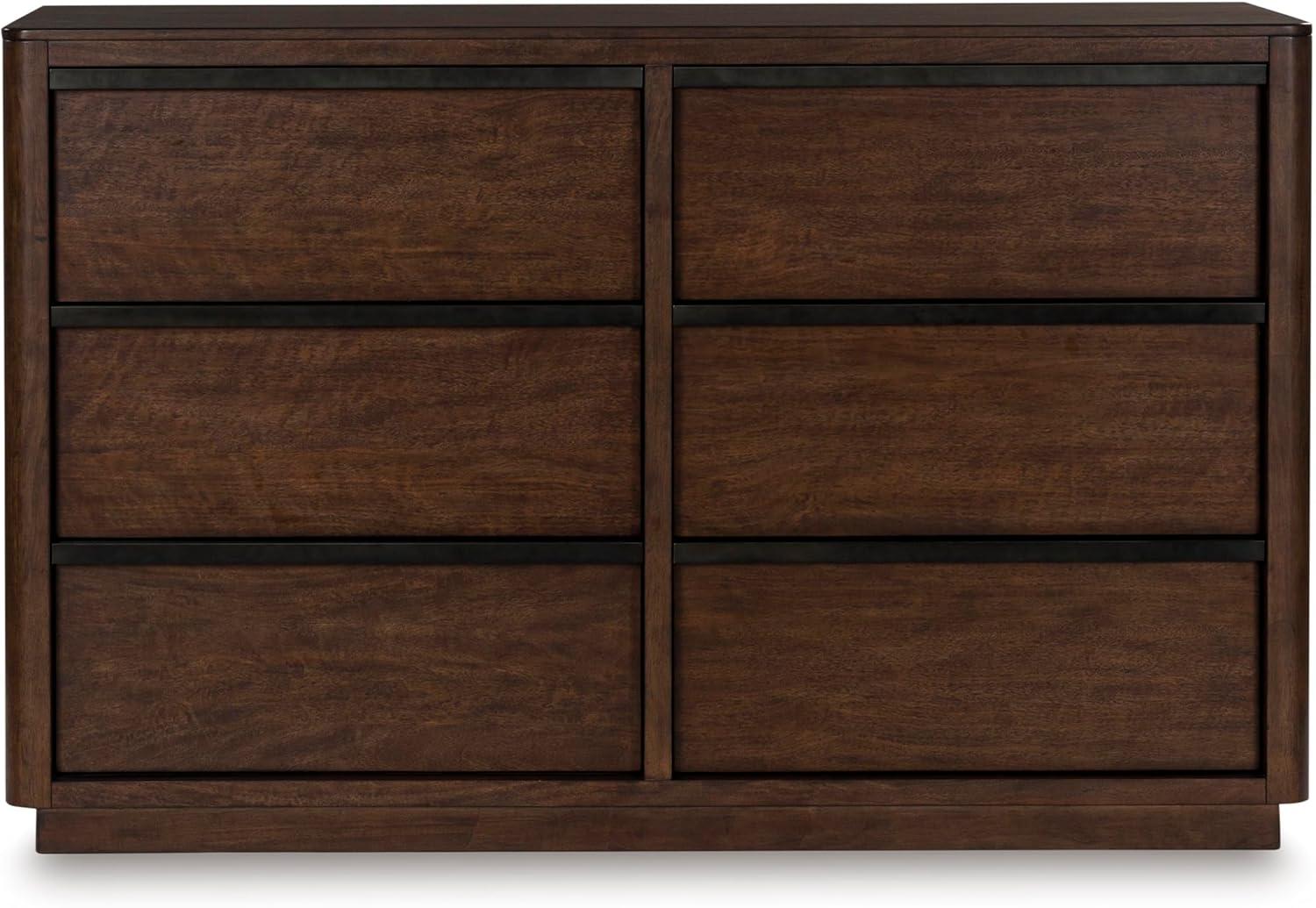 imageSignature Design by Ashley Sharlance Transitional 9Drawer Dresser and Mirror with Safety Stop and FeltLined Top Drawer Light BrownDark Brown