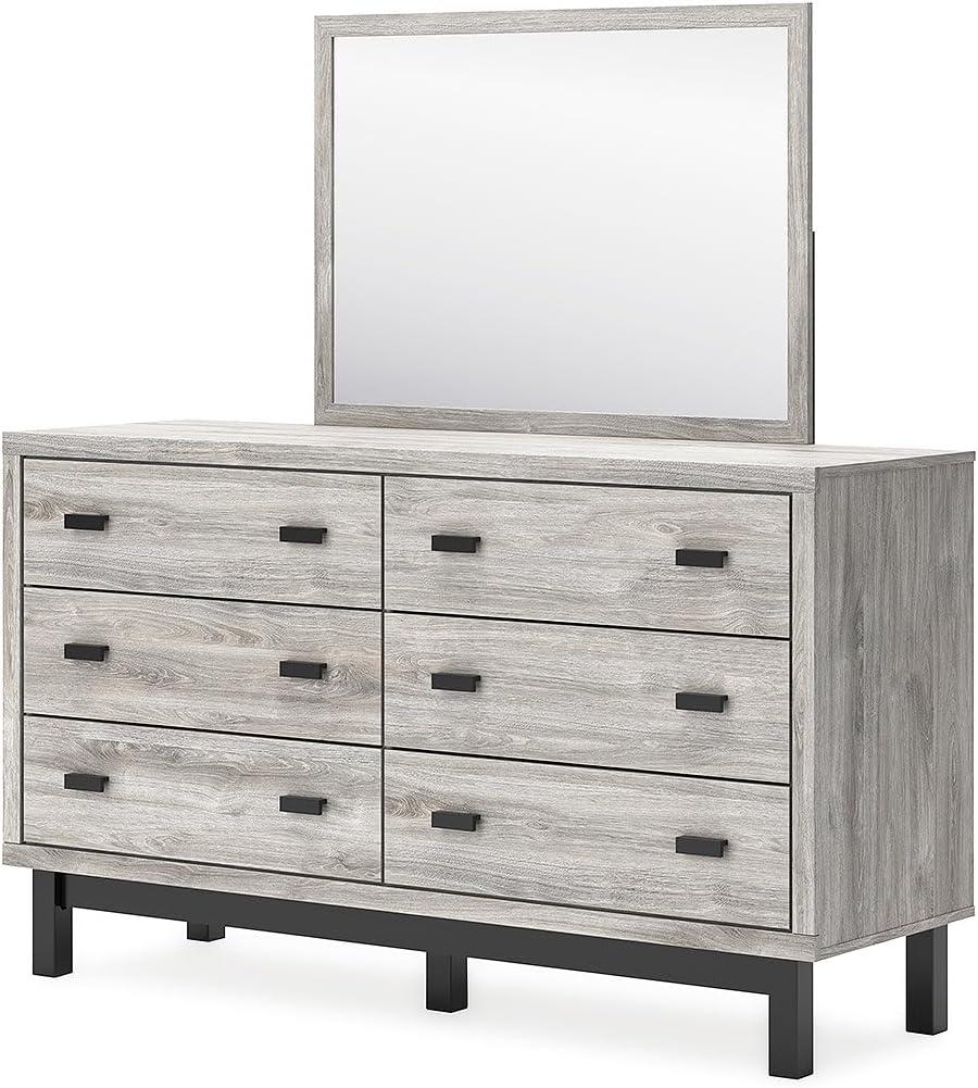 imageSignature Design by Ashley Vessalli Modern 6Drawer Dresser and Mirror with AntiTipping Restraint Gray amp BlackDresser and Mirror