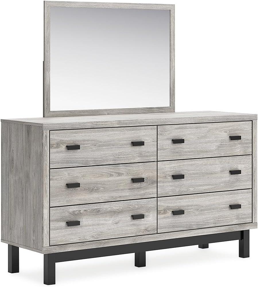 imageSignature Design by Ashley Vessalli Modern 6Drawer Dresser and Mirror with AntiTipping Restraint Gray amp BlackDresser and Mirror