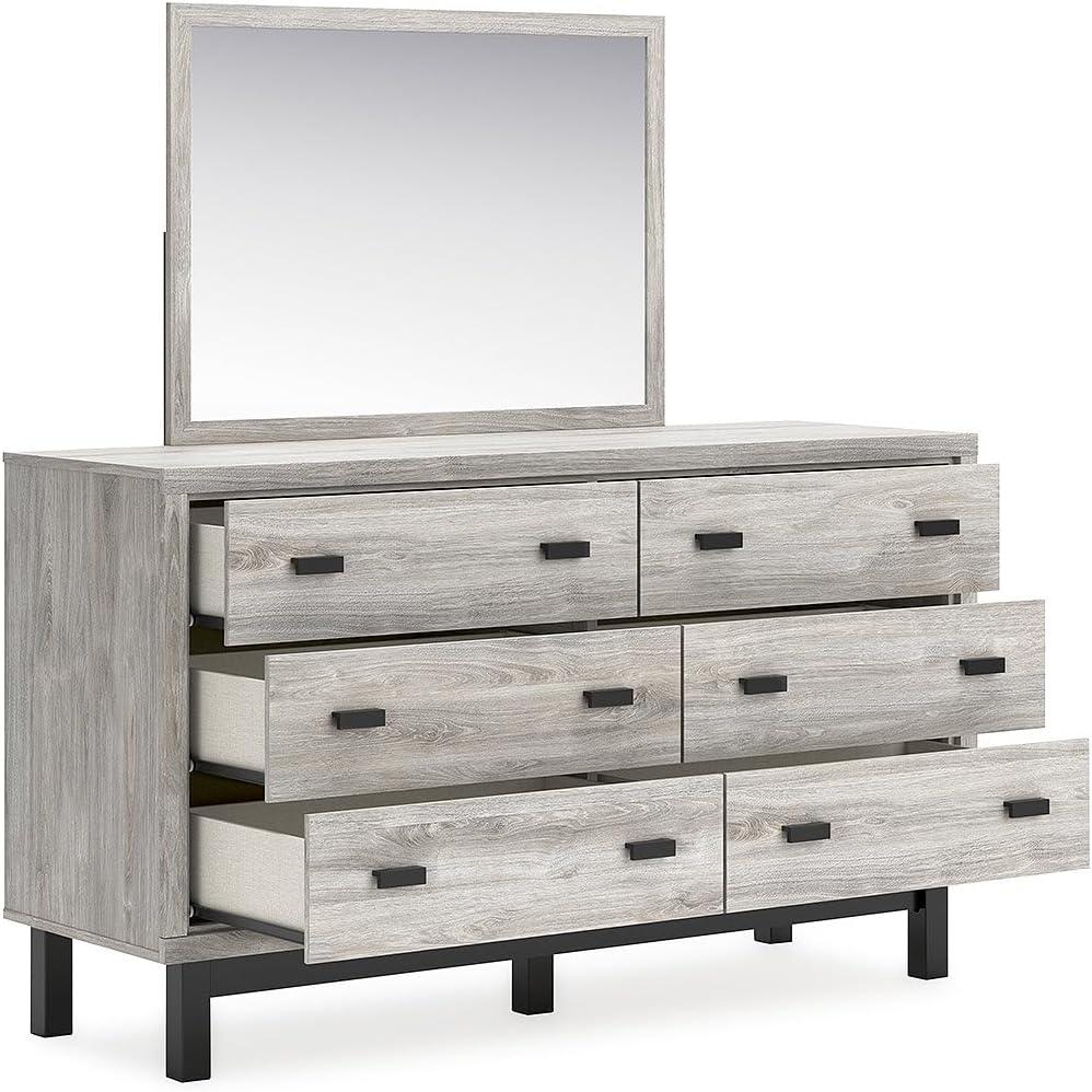 imageSignature Design by Ashley Vessalli Modern 6Drawer Dresser and Mirror with AntiTipping Restraint Gray amp BlackDresser and Mirror