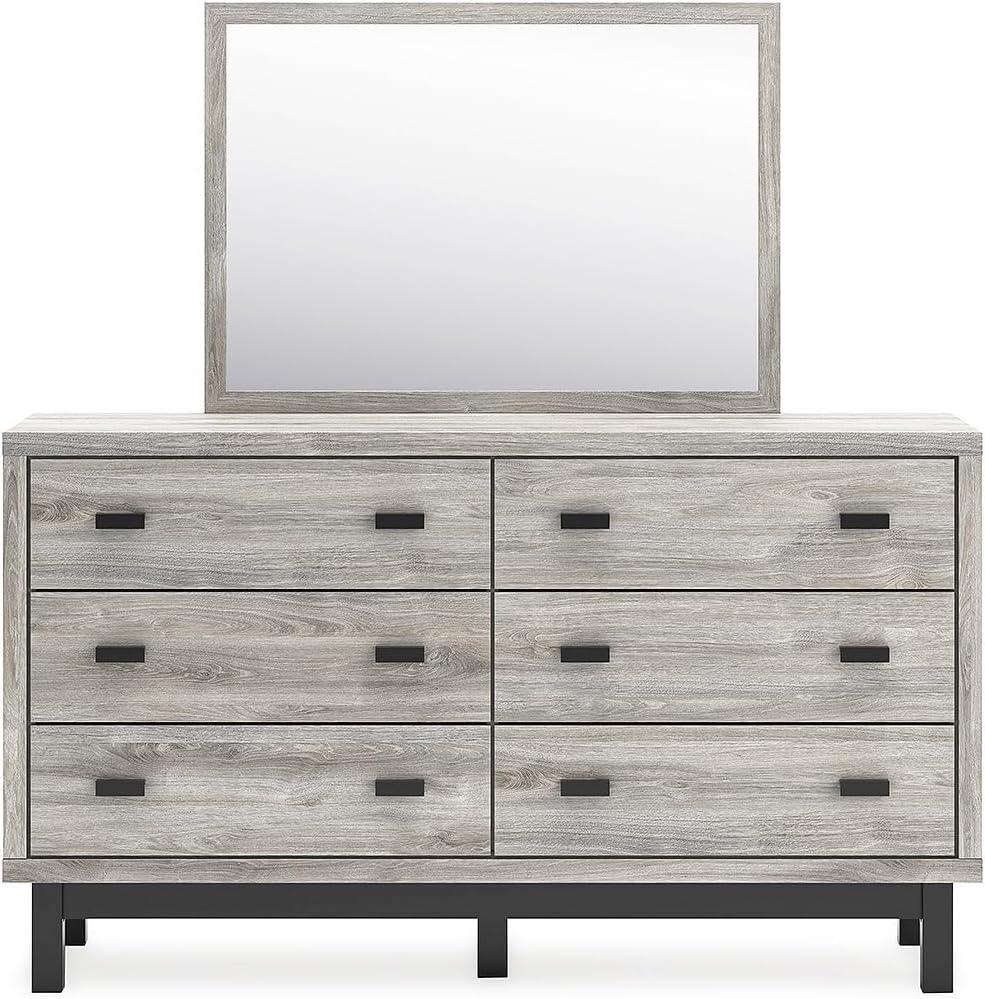 imageSignature Design by Ashley Vessalli Modern 6Drawer Dresser and Mirror with AntiTipping Restraint Gray amp BlackDresser and Mirror