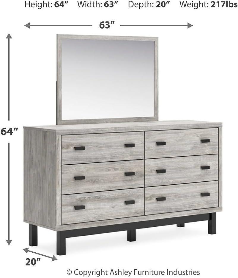 imageSignature Design by Ashley Vessalli Modern 6Drawer Dresser and Mirror with AntiTipping Restraint Gray amp BlackDresser and Mirror