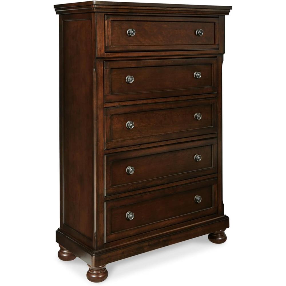 imageSignature Design by Ashley Brinxton Urban SmoothGliding 7Drawer Dresser and Mirror with Safety Stop GrayDark Brown