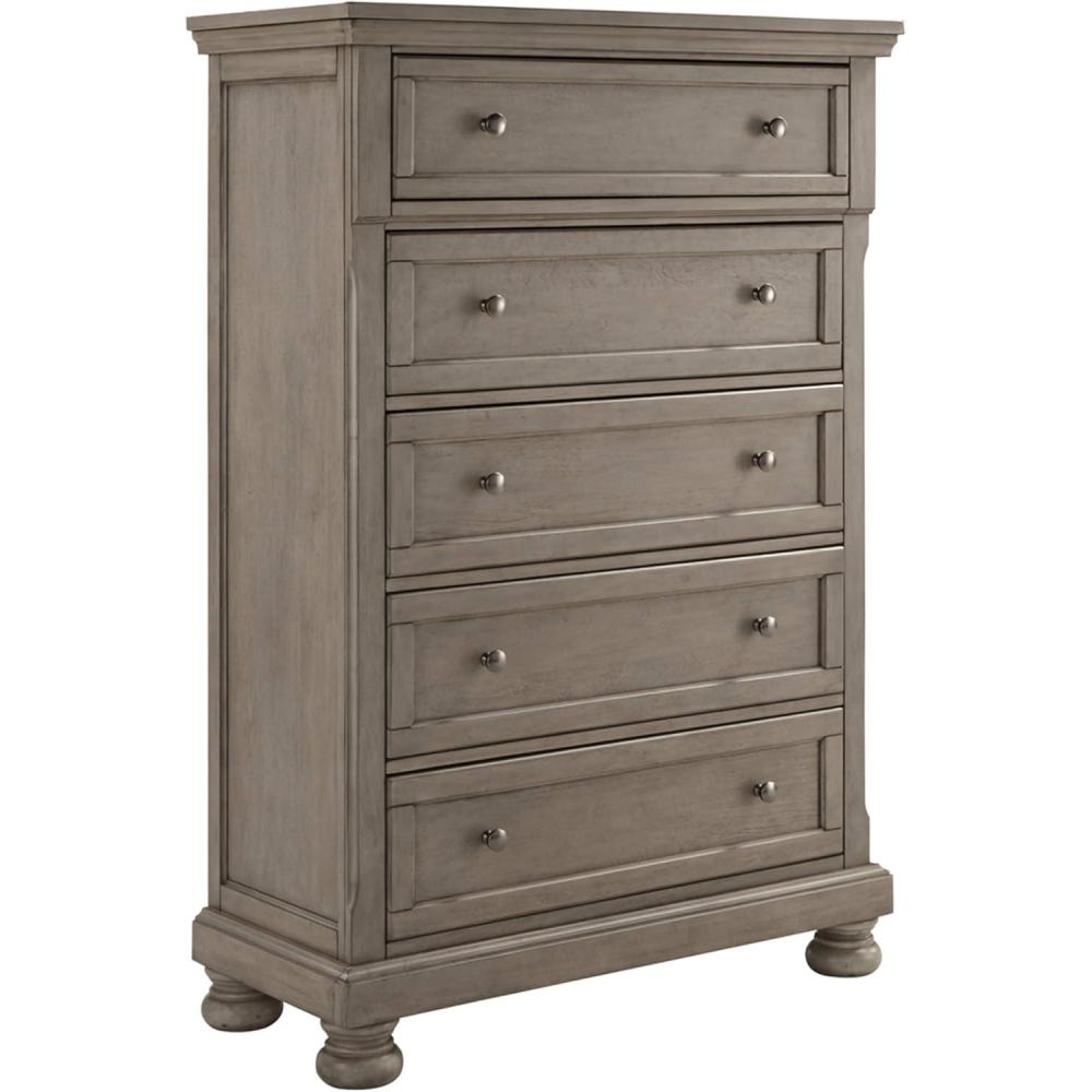 imageSignature Design by Ashley Brinxton Urban SmoothGliding 7Drawer Dresser and Mirror with Safety Stop GrayLight Gray