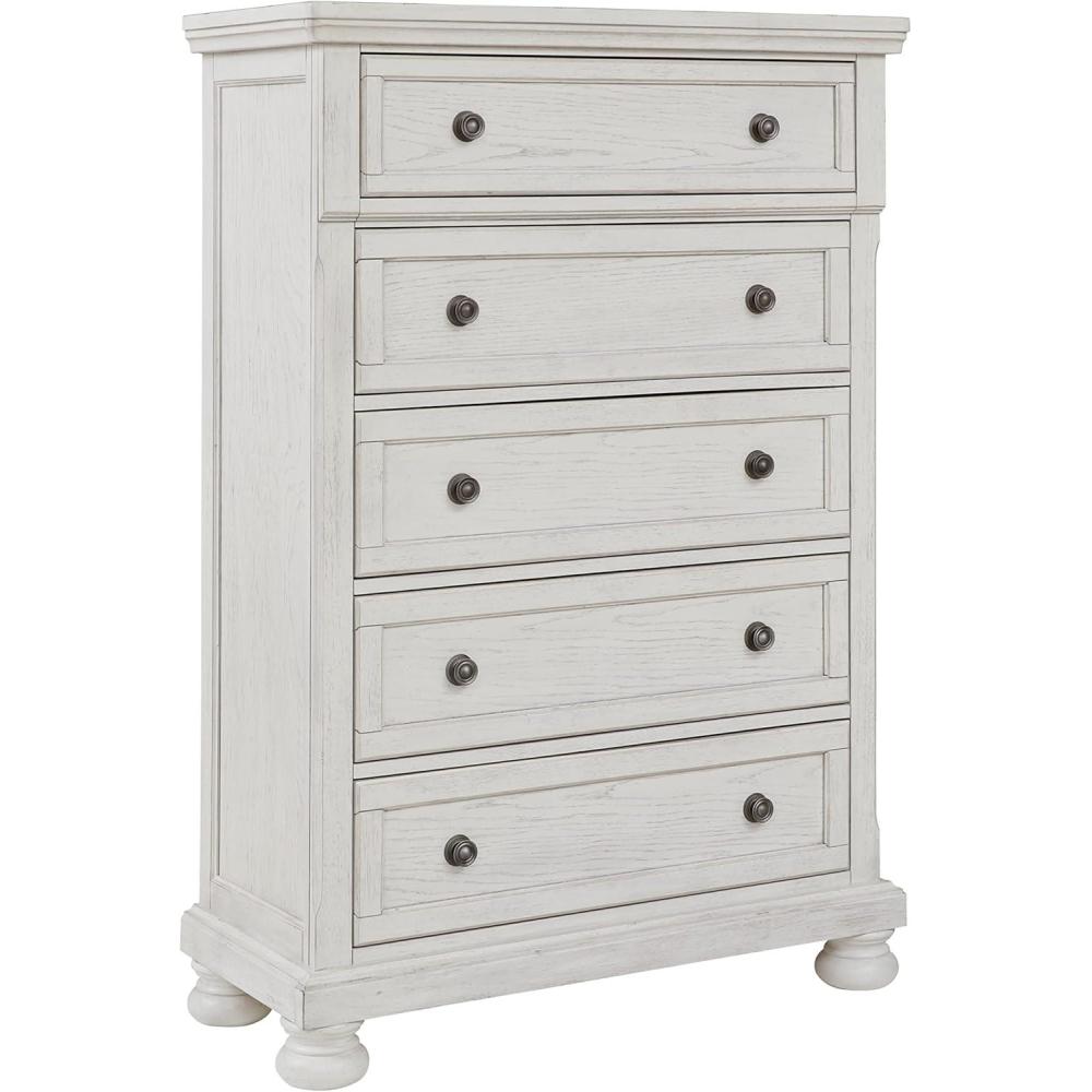 imageSignature Design by Ashley Brinxton Urban SmoothGliding 7Drawer Dresser and Mirror with Safety Stop GrayWhite