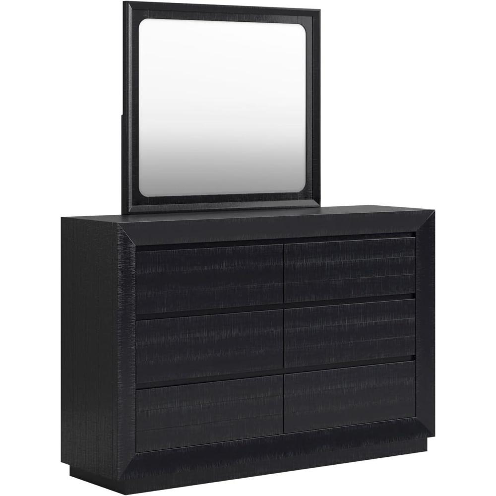 imageSignature Design by Ashley Londer Modern 6Drawer Dresser and Mirror with FeltLined Top Drawers and Safety Stop BlackDresser and Mirror