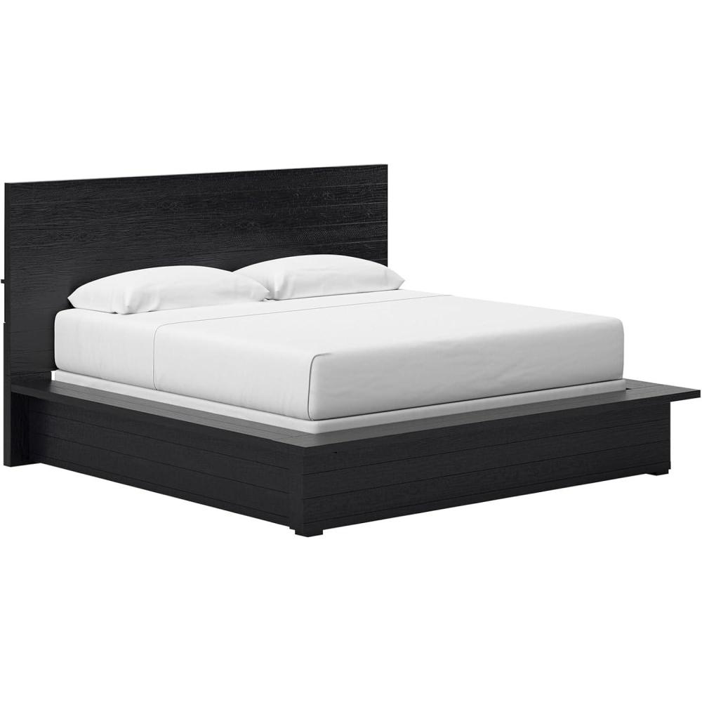 imageSignature Design by Ashley Londer Modern 6Drawer Dresser and Mirror with FeltLined Top Drawers and Safety Stop BlackKing Panel Bed