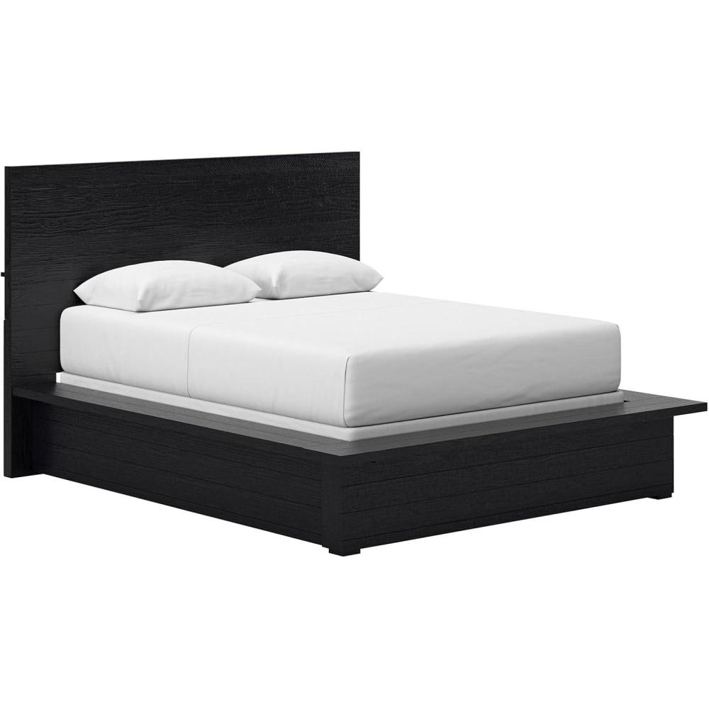 imageSignature Design by Ashley Londer Modern 6Drawer Dresser and Mirror with FeltLined Top Drawers and Safety Stop BlackQueen Panel Bed