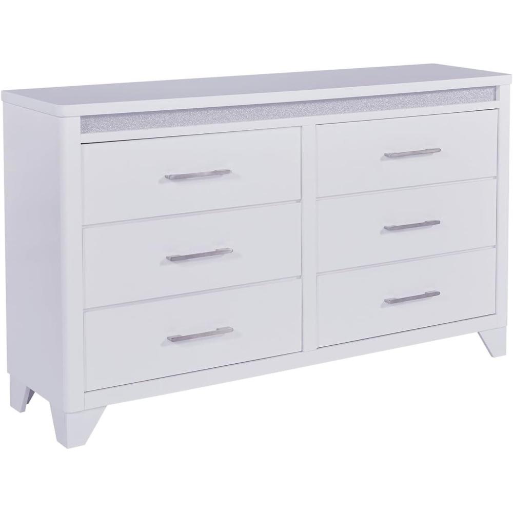 imageSignature Design by Ashley Sharlance Transitional 9Drawer Dresser and Mirror with Safety Stop and FeltLined Top Drawer Light BrownWhite
