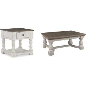Signature Ashley Havalance Farmhouse End Table and Coffee Table Set, Gray/White