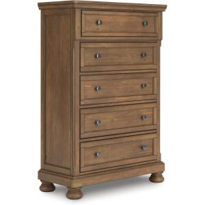 Signature Design by Ashley Brinxton Urban Smooth-Gliding 7-Drawer Dresser and Mirror with Safety Stop, Gray(Medium Brown)