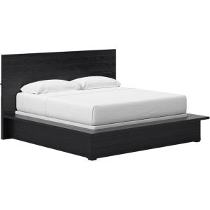 Signature Design by Ashley Londer Modern 6-Drawer Dresser and Mirror with Felt-Lined Top Drawers and Safety Stop, Black(King Panel Bed)