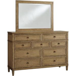 Signature Design by Ashley Sharlance Transitional 9-Drawer Dresser and Mirror with Safety Stop and Felt-Lined Top Drawer, Light Brown(Brown)