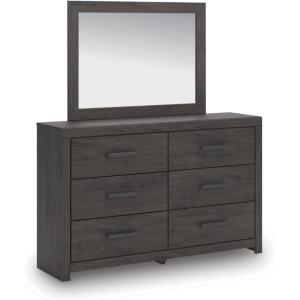 Signature Design by Ashley Sharlance Transitional 9-Drawer Dresser and Mirror with Safety Stop and Felt-Lined Top Drawer, Light Brown(Charcoal)