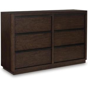 Signature Design by Ashley Sharlance Transitional 9-Drawer Dresser and Mirror with Safety Stop and Felt-Lined Top Drawer, Light Brown(Dark Brown)