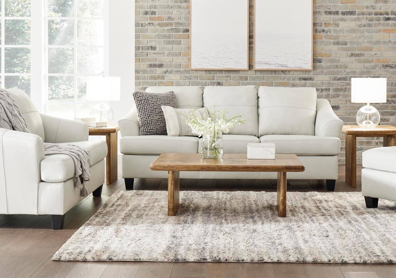 imageSignature Design by Ashley Genoa Modern 2in1 Leather Match Sofa Sleeper with Folding Gel Memory Foam Mattress Queen WhiteWhite