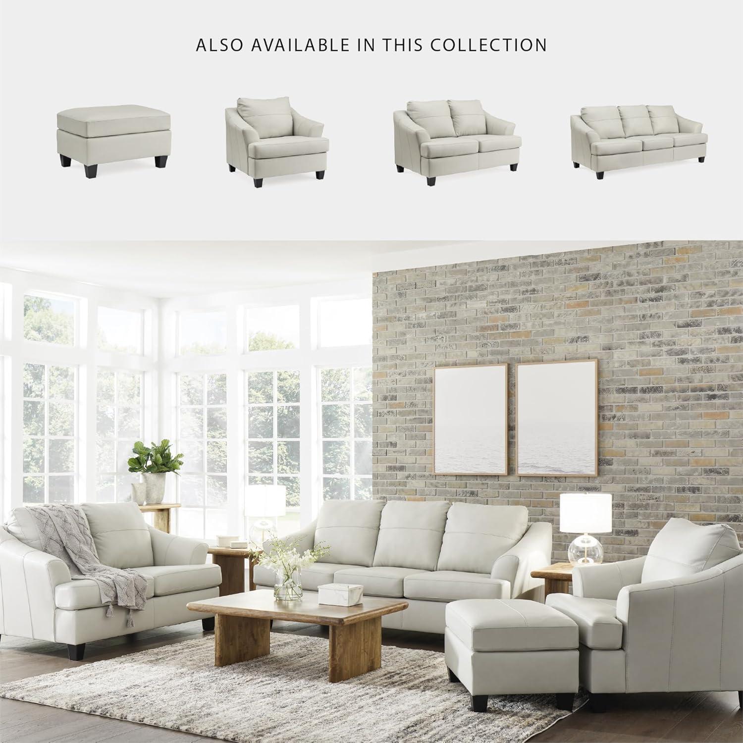 imageSignature Design by Ashley Genoa Modern 2in1 Leather Match Sofa Sleeper with Folding Gel Memory Foam Mattress Queen WhiteWhite