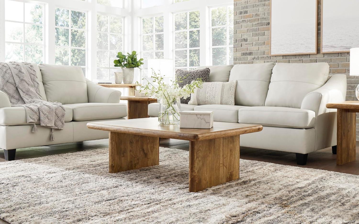imageSignature Design by Ashley Genoa Modern 2in1 Leather Match Sofa Sleeper with Folding Gel Memory Foam Mattress Queen WhiteWhite