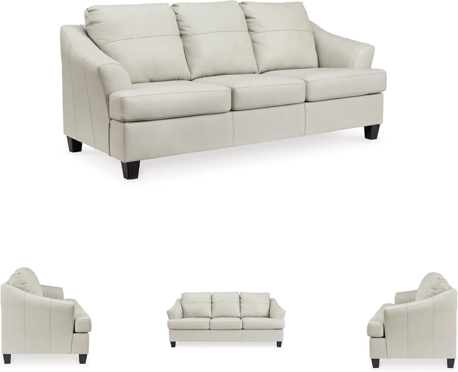 imageSignature Design by Ashley Genoa Modern 2in1 Leather Match Sofa Sleeper with Folding Gel Memory Foam Mattress Queen WhiteWhite
