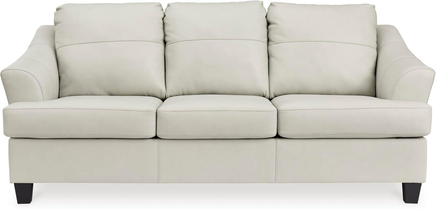 imageSignature Design by Ashley Genoa Modern 2in1 Leather Match Sofa Sleeper with Folding Gel Memory Foam Mattress Queen WhiteWhite