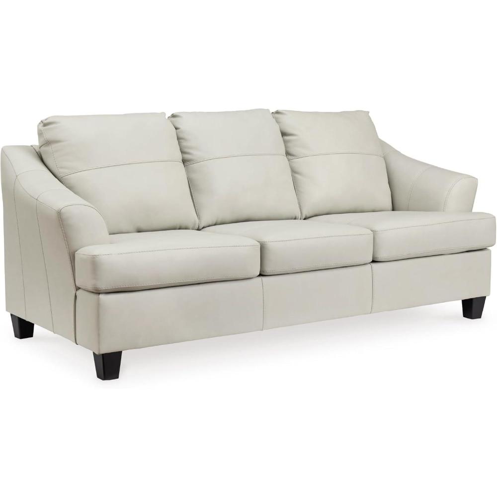 imageSignature Design by Ashley Genoa Modern 2in1 Leather Match Sofa Sleeper with Folding Gel Memory Foam Mattress Queen WhiteWhite