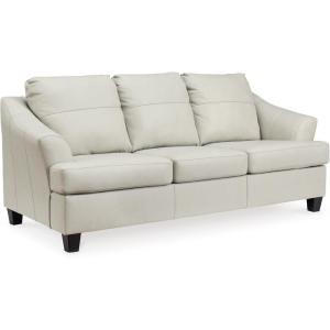 Signature Design by Ashley Genoa Modern 2-in-1 Leather Match Sofa Sleeper with Folding Gel Memory Foam Mattress, Queen, White(White)