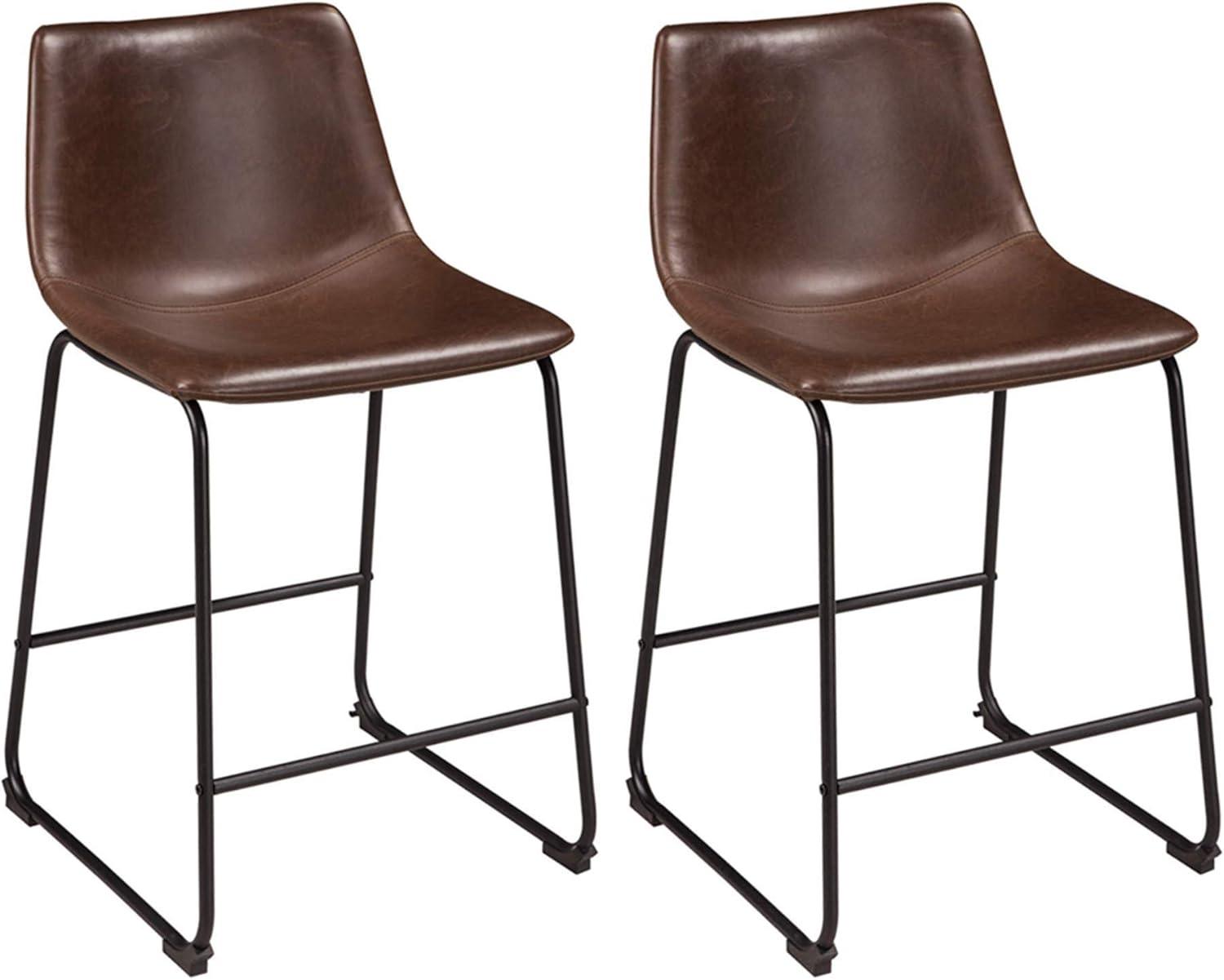 imageSignature Design by Ashley Centiar 24 Counter Height Modern Bucket Barstool Set of 2 Brown amp Mid Century Centiar Dining Bucket Chair Set of 2 Black and Brown