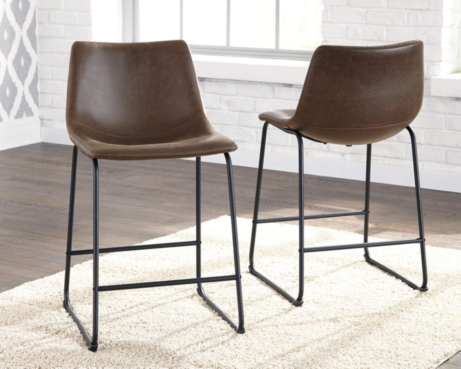 imageSignature Design by Ashley Centiar 24 Counter Height Modern Bucket Barstool Set of 2 Brown amp Mid Century Centiar Dining Bucket Chair Set of 2 Black and Brown