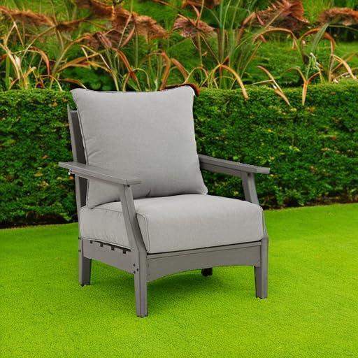 imageSignature Design by Ashley Visola Outdoor HDPE Dining Chair Set of 2 Durable and Weather Resistant HDPE Material AllWeather Nuvella Fabric Seat Cushion GrayChair