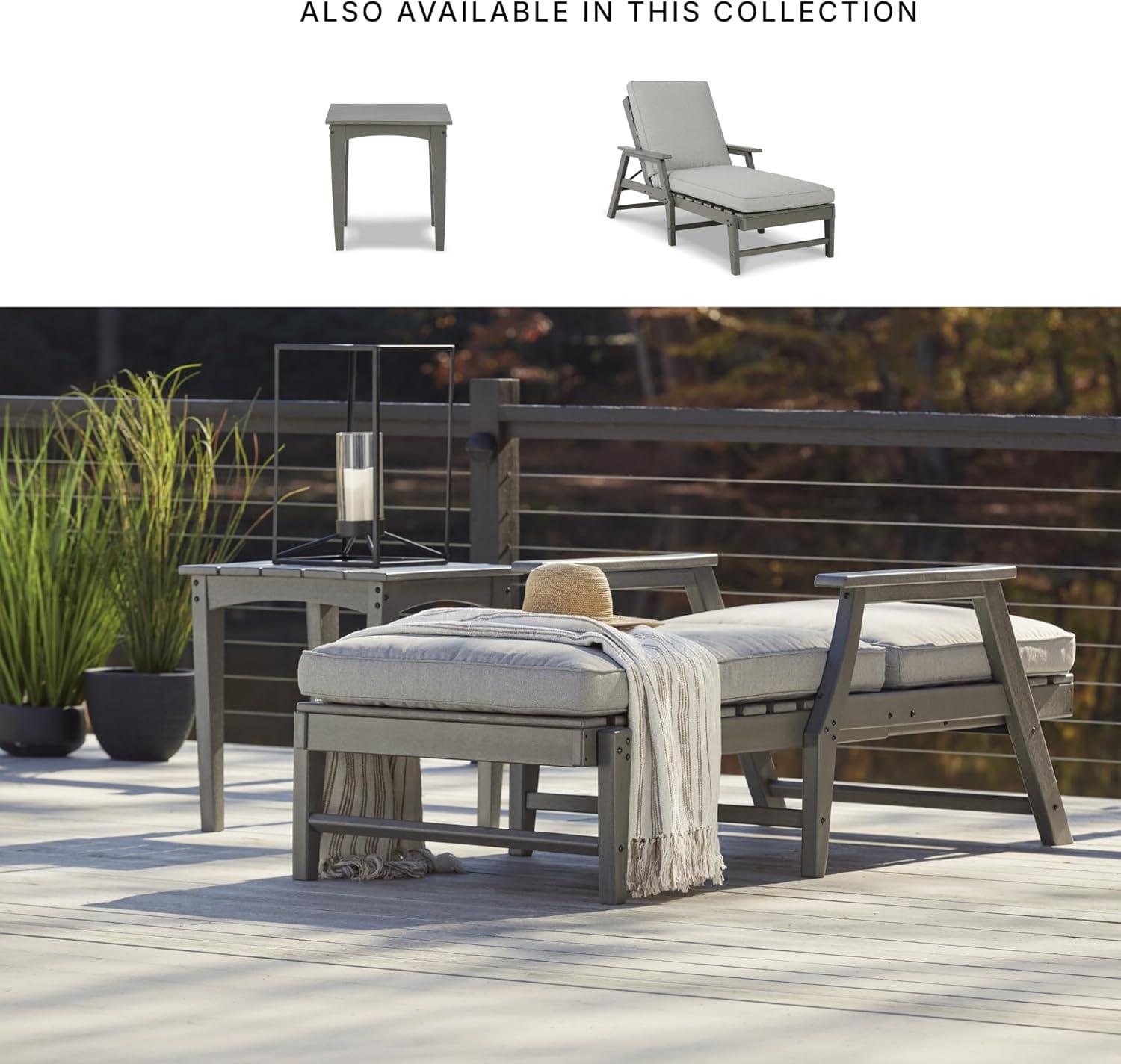 imageSignature Design by Ashley Visola Outdoor HDPE Dining Chair Set of 2 Durable and Weather Resistant HDPE Material AllWeather Nuvella Fabric Seat Cushion GrayChaise Lounge with Cushion