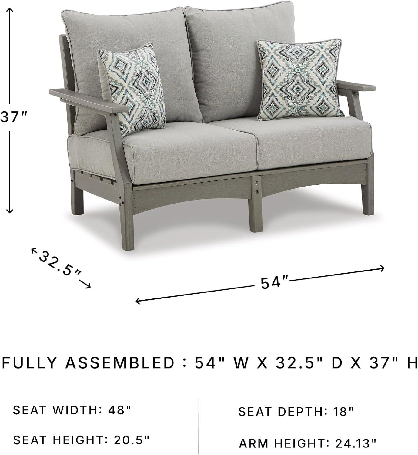 imageSignature Design by Ashley Visola Outdoor HDPE Dining Chair Set of 2 Durable and Weather Resistant HDPE Material AllWeather Nuvella Fabric Seat Cushion GrayLoveseat