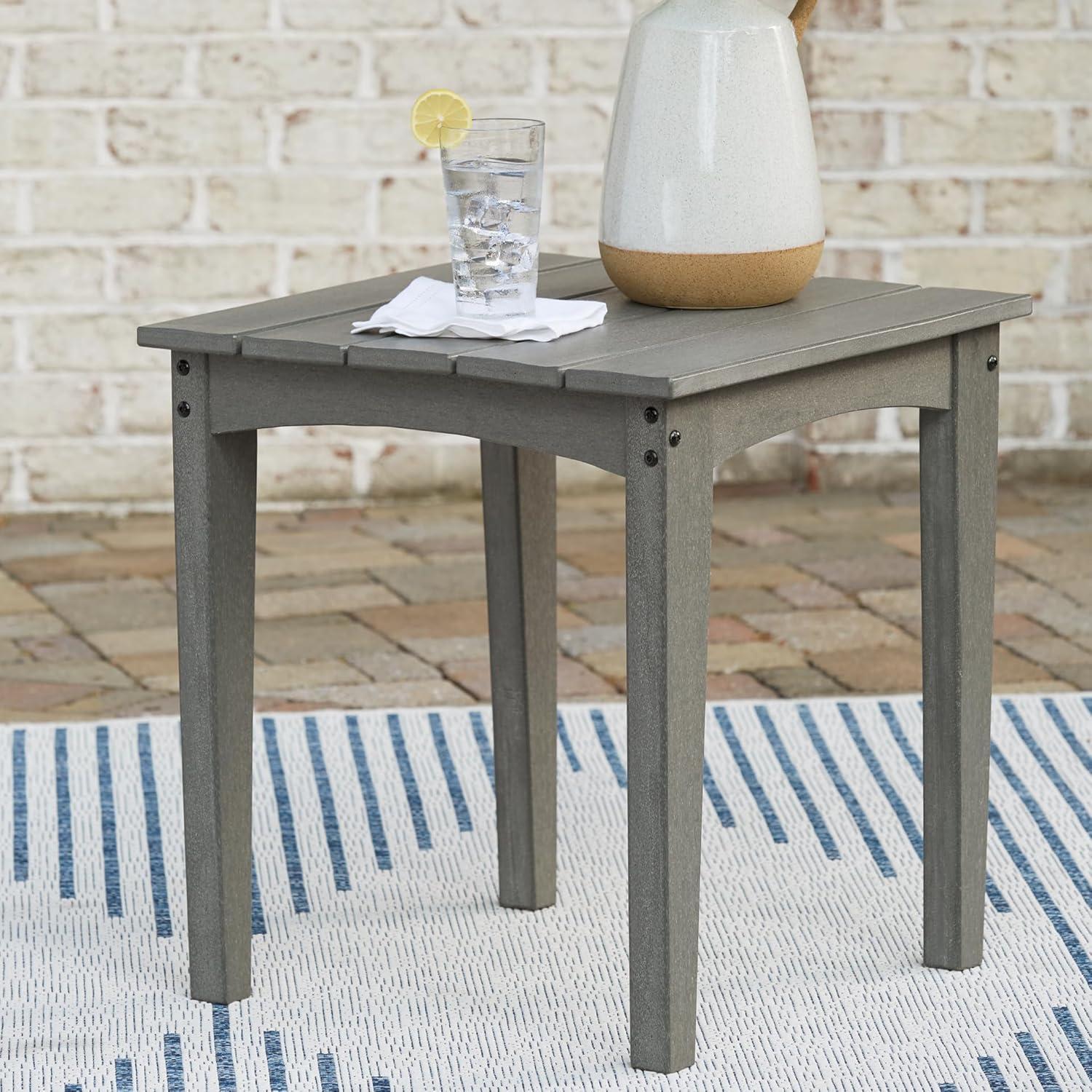 imageSignature Design by Ashley Visola Outdoor HDPE Dining Chair Set of 2 Durable and Weather Resistant HDPE Material AllWeather Nuvella Fabric Seat Cushion GrayEnd Table