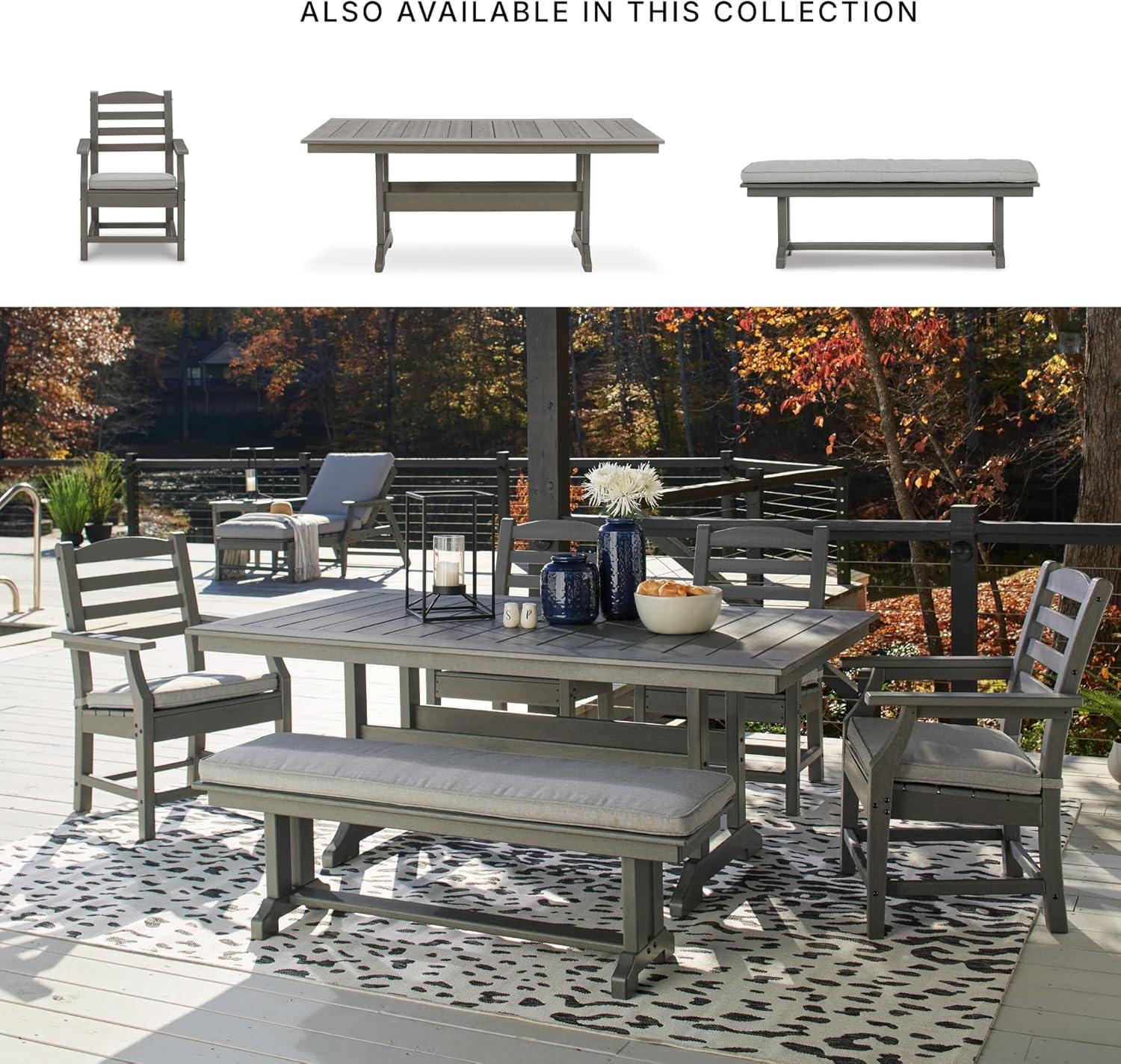 imageSignature Design by Ashley Visola Outdoor HDPE Dining Chair Set of 2 Durable and Weather Resistant HDPE Material AllWeather Nuvella Fabric Seat Cushion GrayArm Chairs