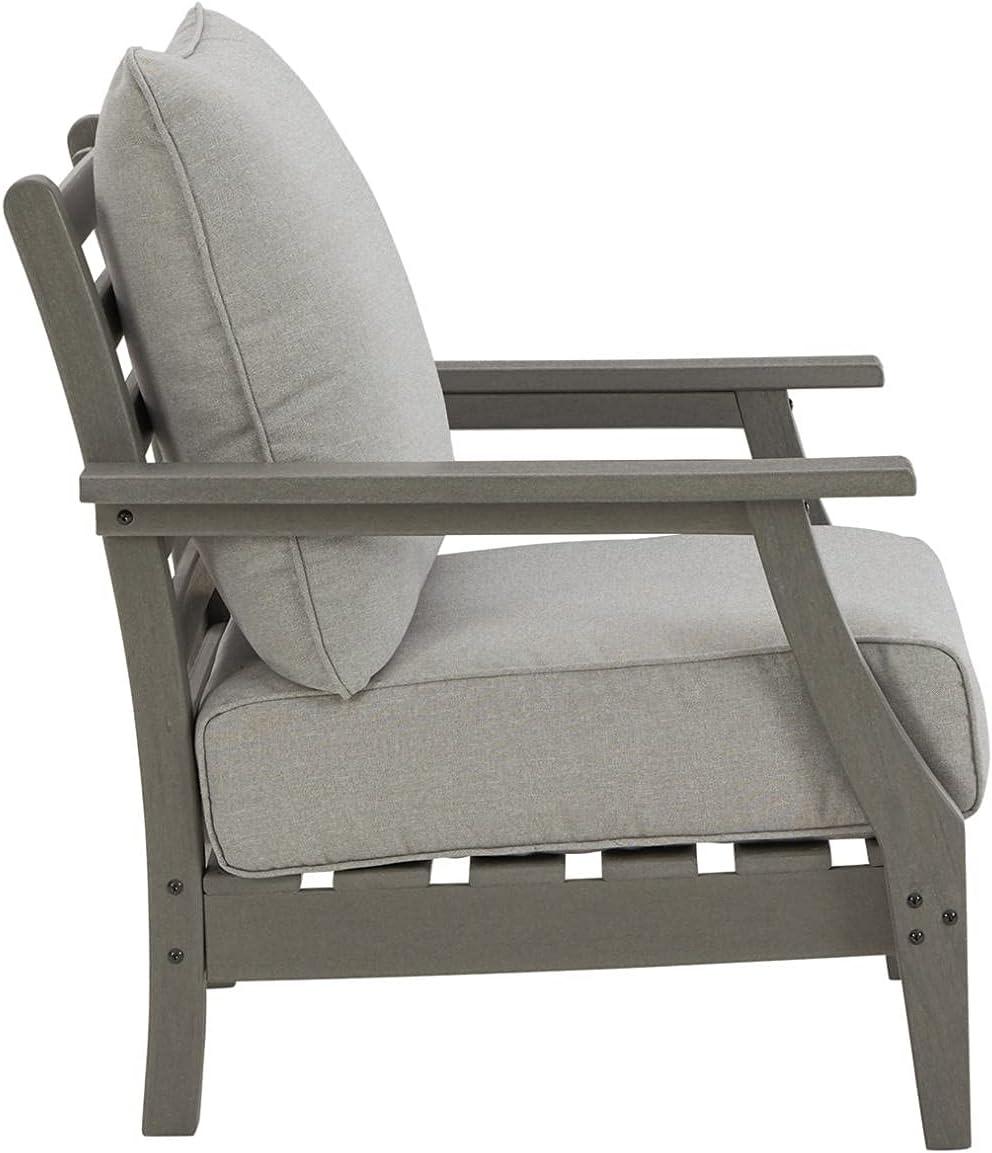 imageSignature Design by Ashley Visola Outdoor HDPE Dining Chair Set of 2 Durable and Weather Resistant HDPE Material AllWeather Nuvella Fabric Seat Cushion GrayChair
