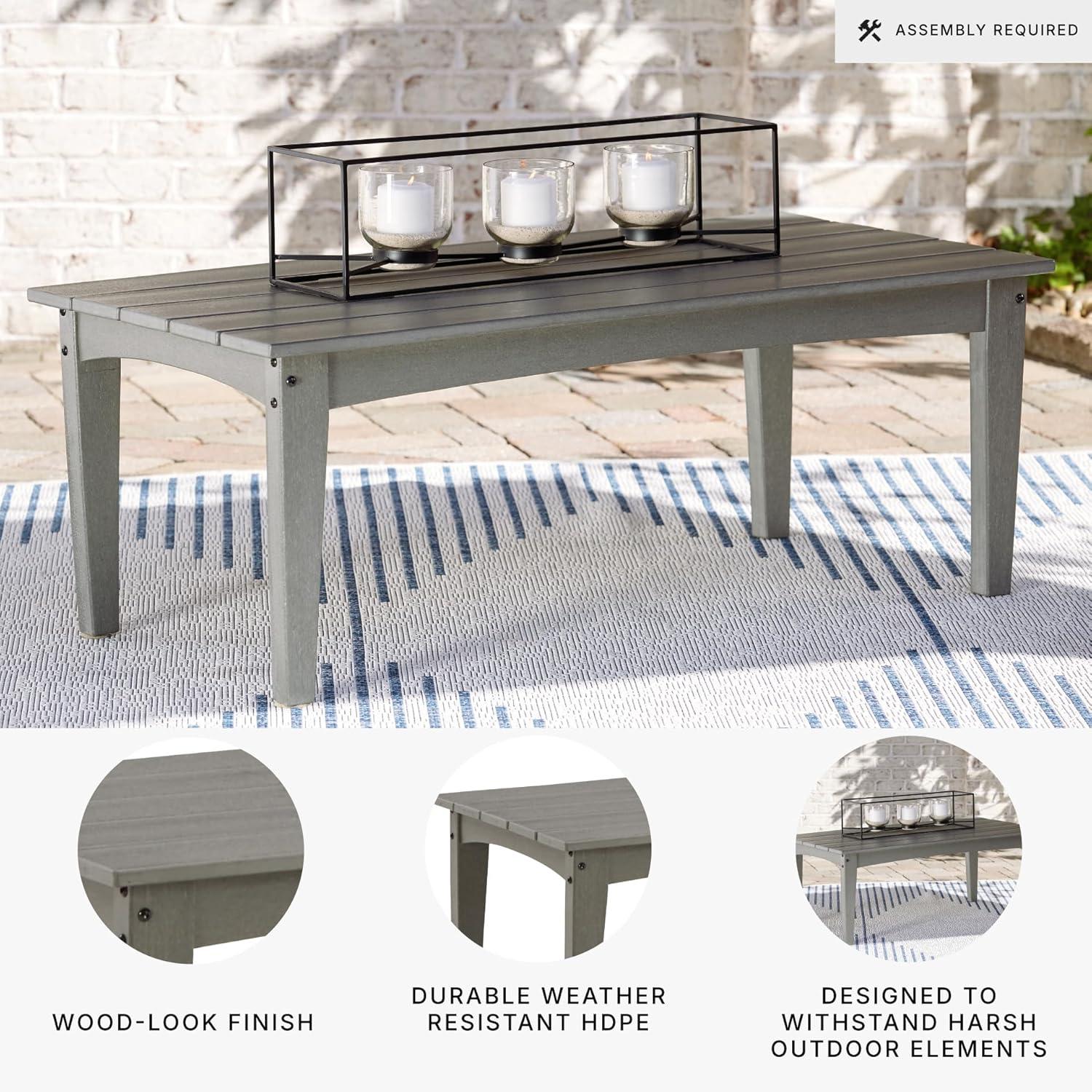imageSignature Design by Ashley Visola Outdoor HDPE Dining Chair Set of 2 Durable and Weather Resistant HDPE Material AllWeather Nuvella Fabric Seat Cushion GrayCoffee Table