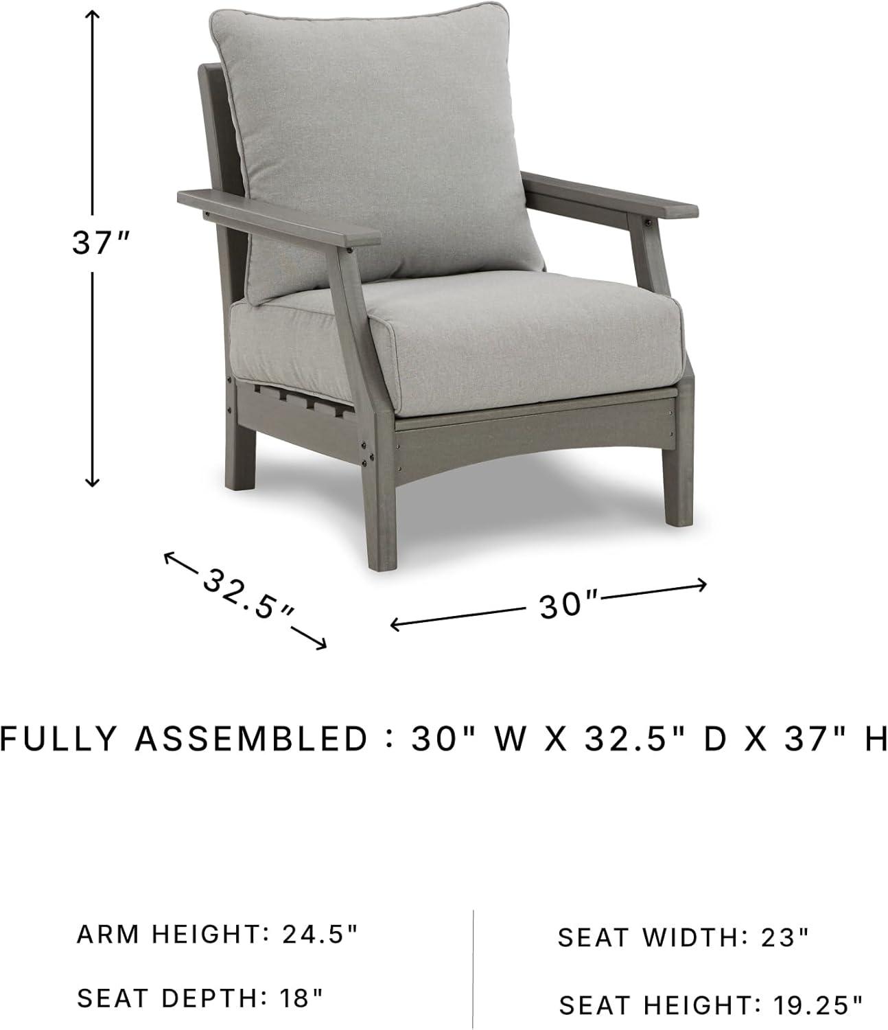 imageSignature Design by Ashley Visola Outdoor HDPE Dining Chair Set of 2 Durable and Weather Resistant HDPE Material AllWeather Nuvella Fabric Seat Cushion GrayChair
