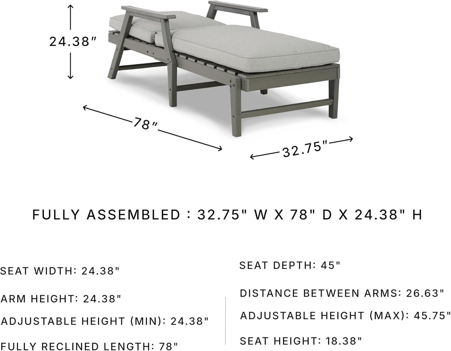 imageSignature Design by Ashley Visola Outdoor HDPE Dining Chair Set of 2 Durable and Weather Resistant HDPE Material AllWeather Nuvella Fabric Seat Cushion GrayChaise Lounge with Cushion