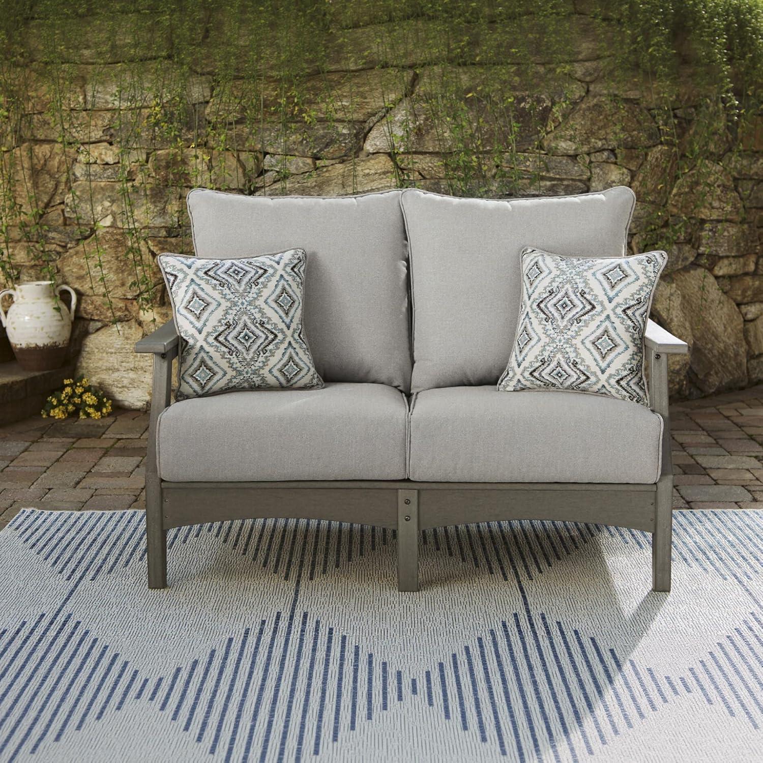 imageSignature Design by Ashley Visola Outdoor HDPE Dining Chair Set of 2 Durable and Weather Resistant HDPE Material AllWeather Nuvella Fabric Seat Cushion GrayLoveseat