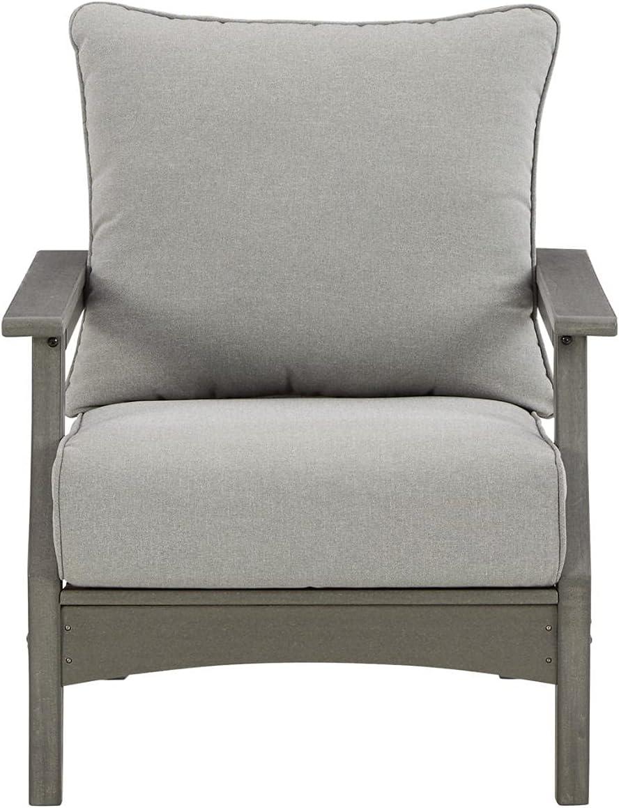 imageSignature Design by Ashley Visola Outdoor HDPE Dining Chair Set of 2 Durable and Weather Resistant HDPE Material AllWeather Nuvella Fabric Seat Cushion GrayChair