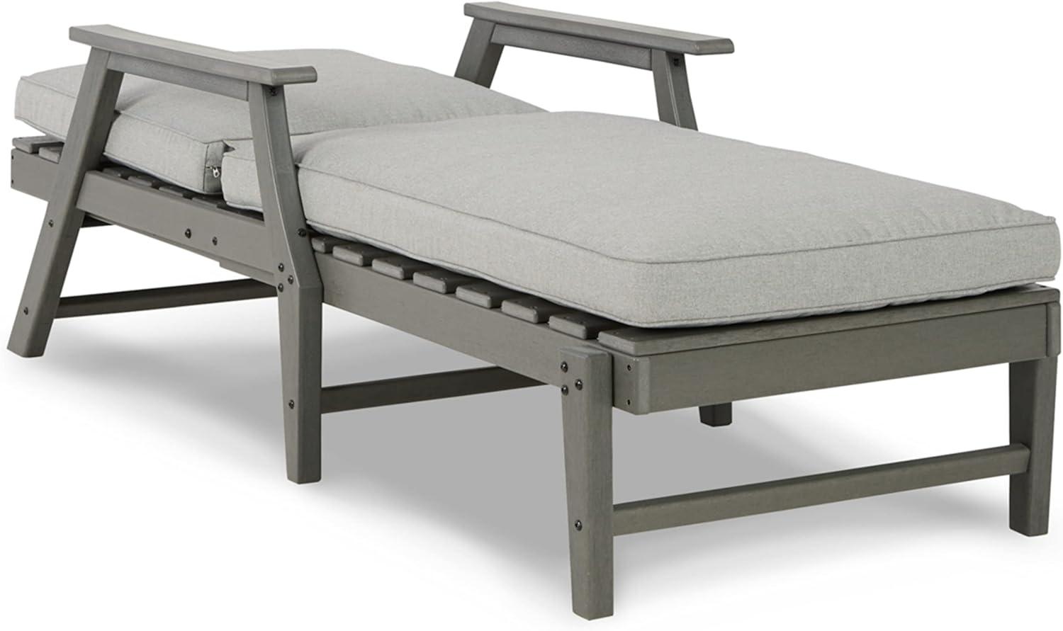 imageSignature Design by Ashley Visola Outdoor HDPE Dining Chair Set of 2 Durable and Weather Resistant HDPE Material AllWeather Nuvella Fabric Seat Cushion GrayChaise Lounge with Cushion