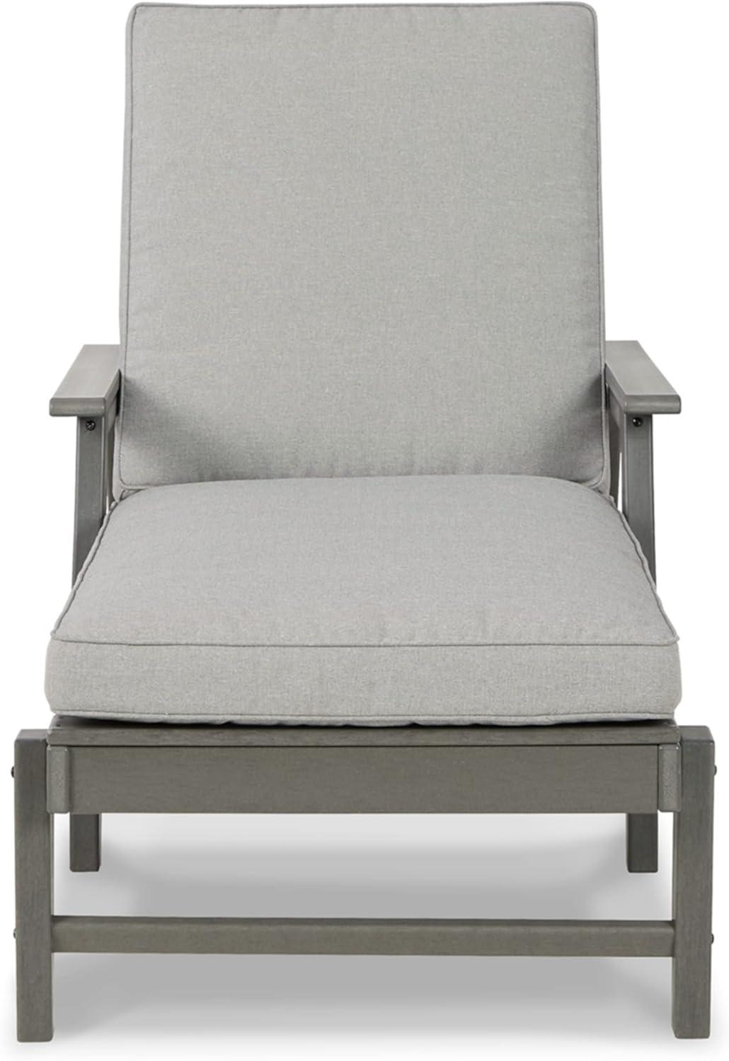imageSignature Design by Ashley Visola Outdoor HDPE Dining Chair Set of 2 Durable and Weather Resistant HDPE Material AllWeather Nuvella Fabric Seat Cushion GrayChaise Lounge with Cushion